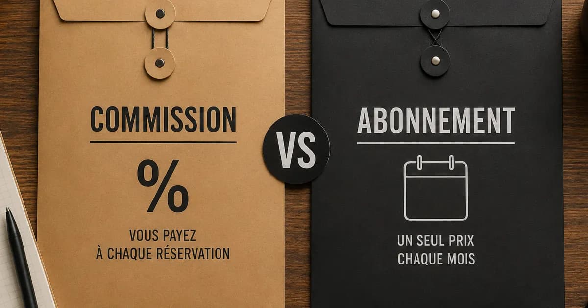Balance représentant le choix entre commission et abonnement fixe