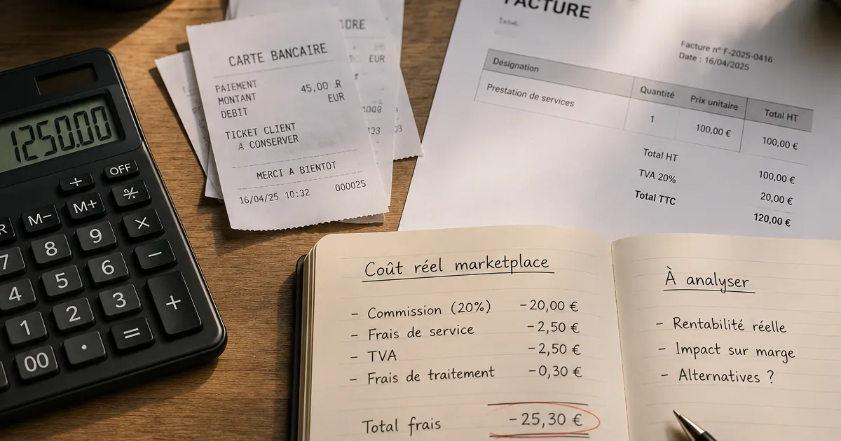 Calculatrice et facture représentant le coût d'une réservation en ligne
