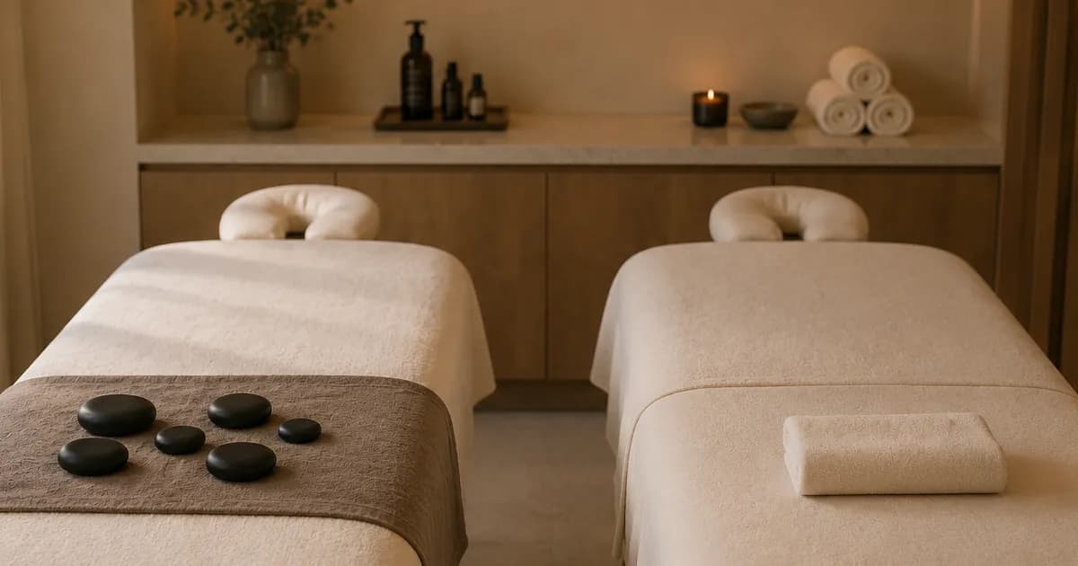 Pierres chaudes de basalte disposées pour un massage relaxant en spa