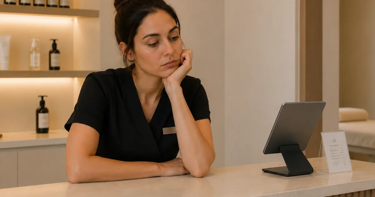 Agenda d'institut de beauté avec un rendez-vous non honoré